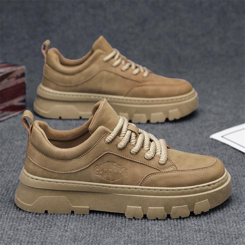 

Чоловіче взуття осінь 2024 нові оксамитові повсякденні спортивні туфлі чоловічі інструментальні модні туфлі в британському стилі чоловічі товсті підошви збільшують 44