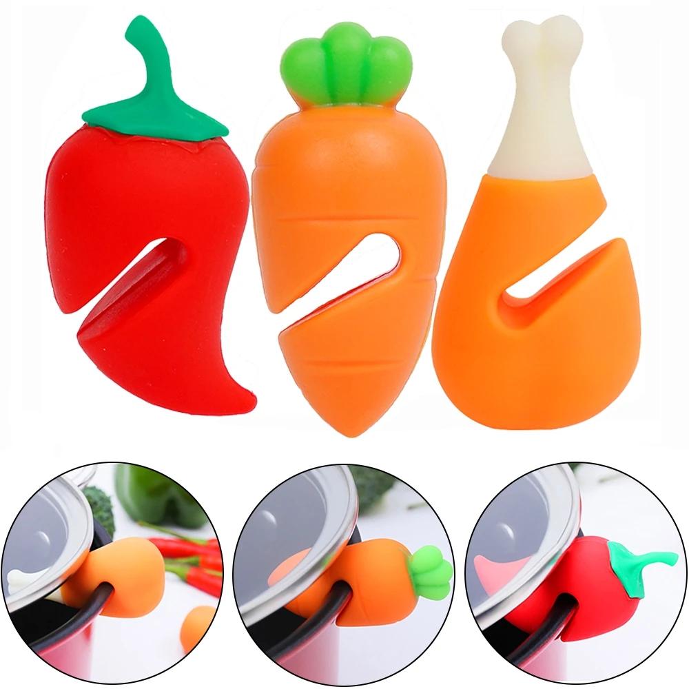 1pc Silicone Pot Lid Holder Anti-spill Rack Heat-resistant Anti-Overflow Stoppers Pot Cover Lifter Holder Durable Outdoor Kitchen Gadgets