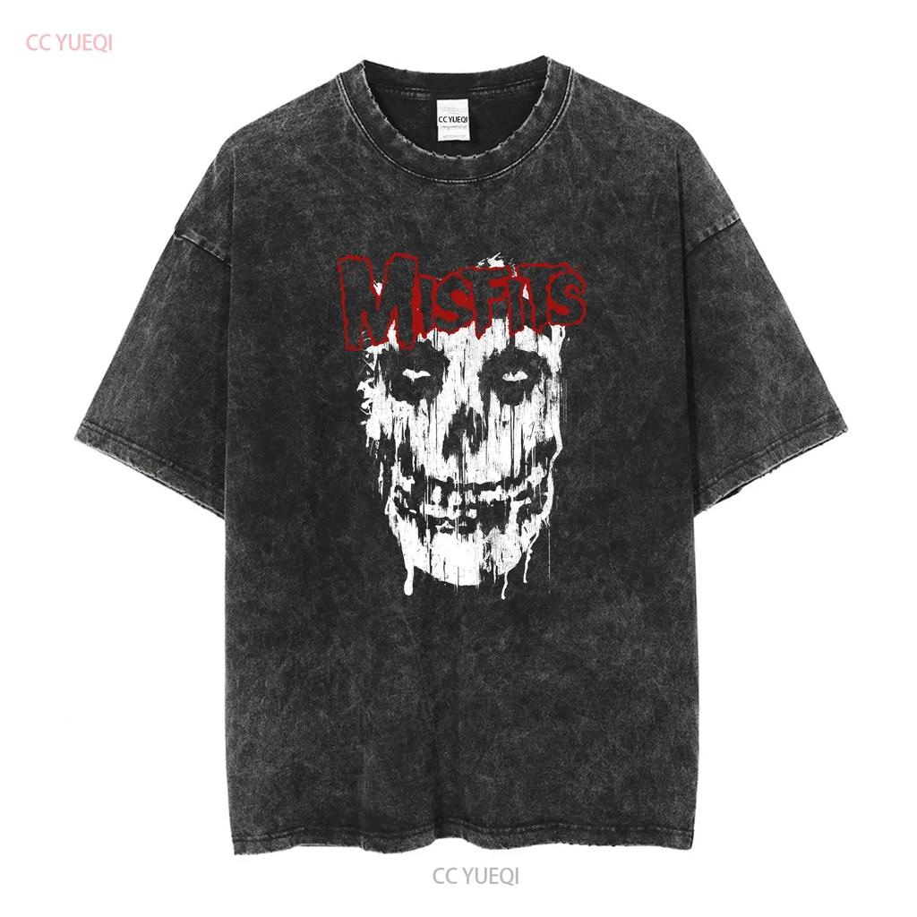Misfits Splatter T Shirt Licensed Punk Rock Dig Up Her Bones Skull Kill Black vintage Washed graphic Unisex Stretched Versatile