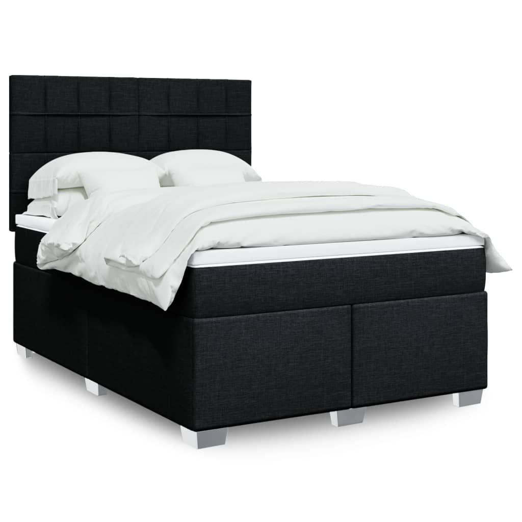 Vidaxl Continental Bed With Mattress, Black, Fabric 140X200 Cm
