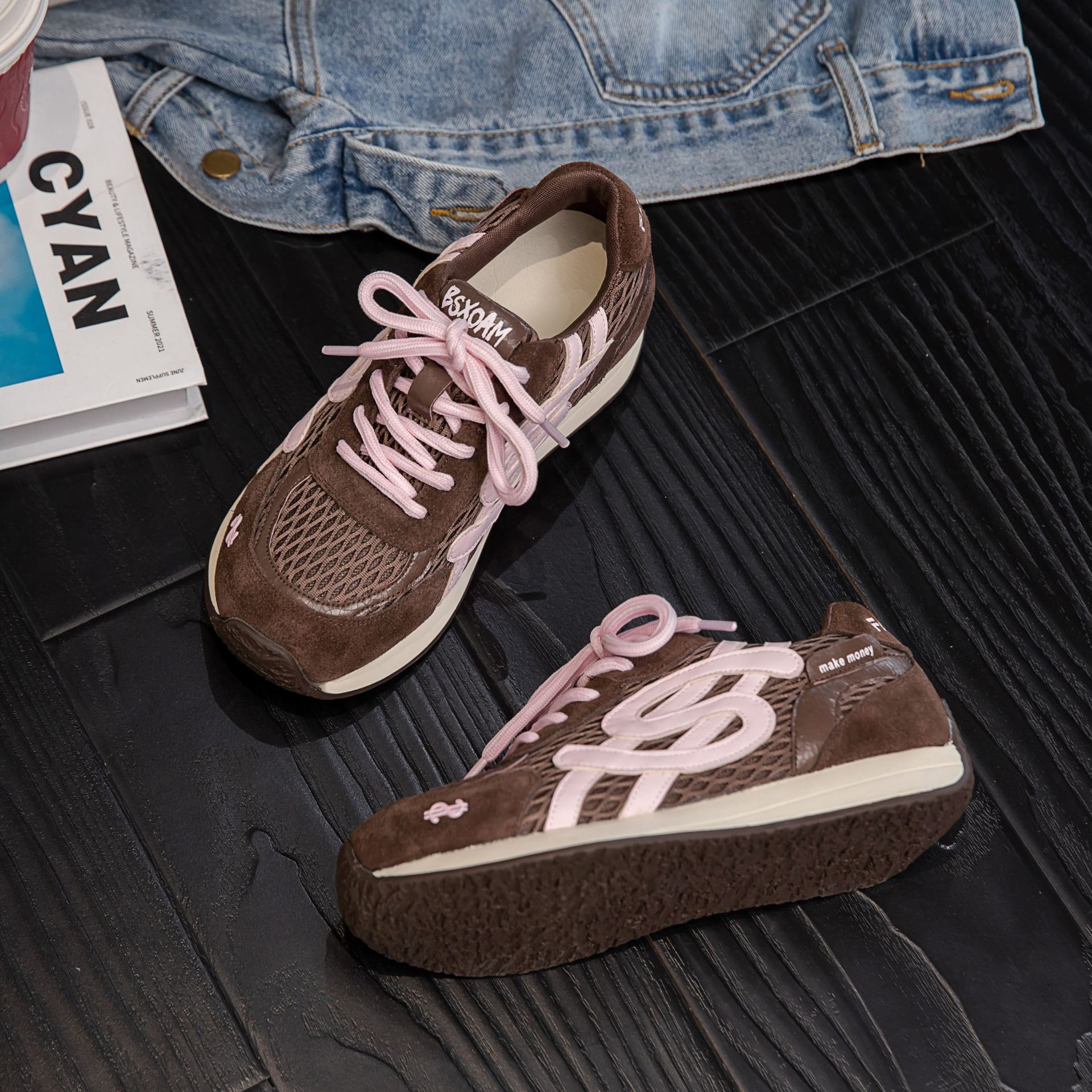 

Leather platform German training shoes women s autumn 2025 new retro color matching fashion versatile casual sports Forrest Gump shoes 40 коричневый