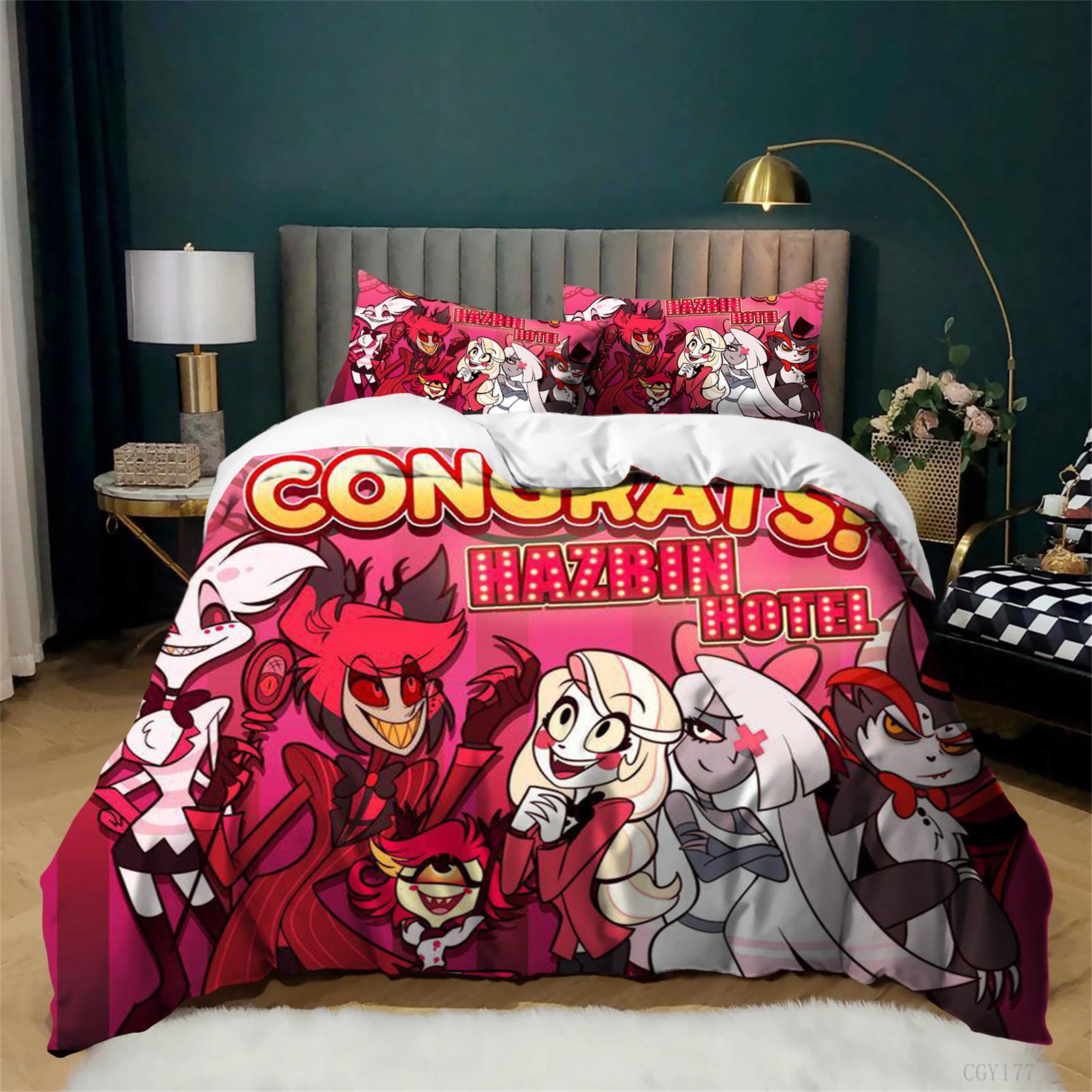Gyerekeknek Hazbin Hotel Animációs Paplanhuzat Szett Ultrapuha Ágynemű Szett Könnyű Paplanhuzat Minden Évszakra 3 Részes GyerekeknekFelnőtteknek EU Double(200x200cm)&set
