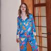 Comfortable Ice Silk Pajamas Lapel Lapel Long Sleeve Home Clothes for Women