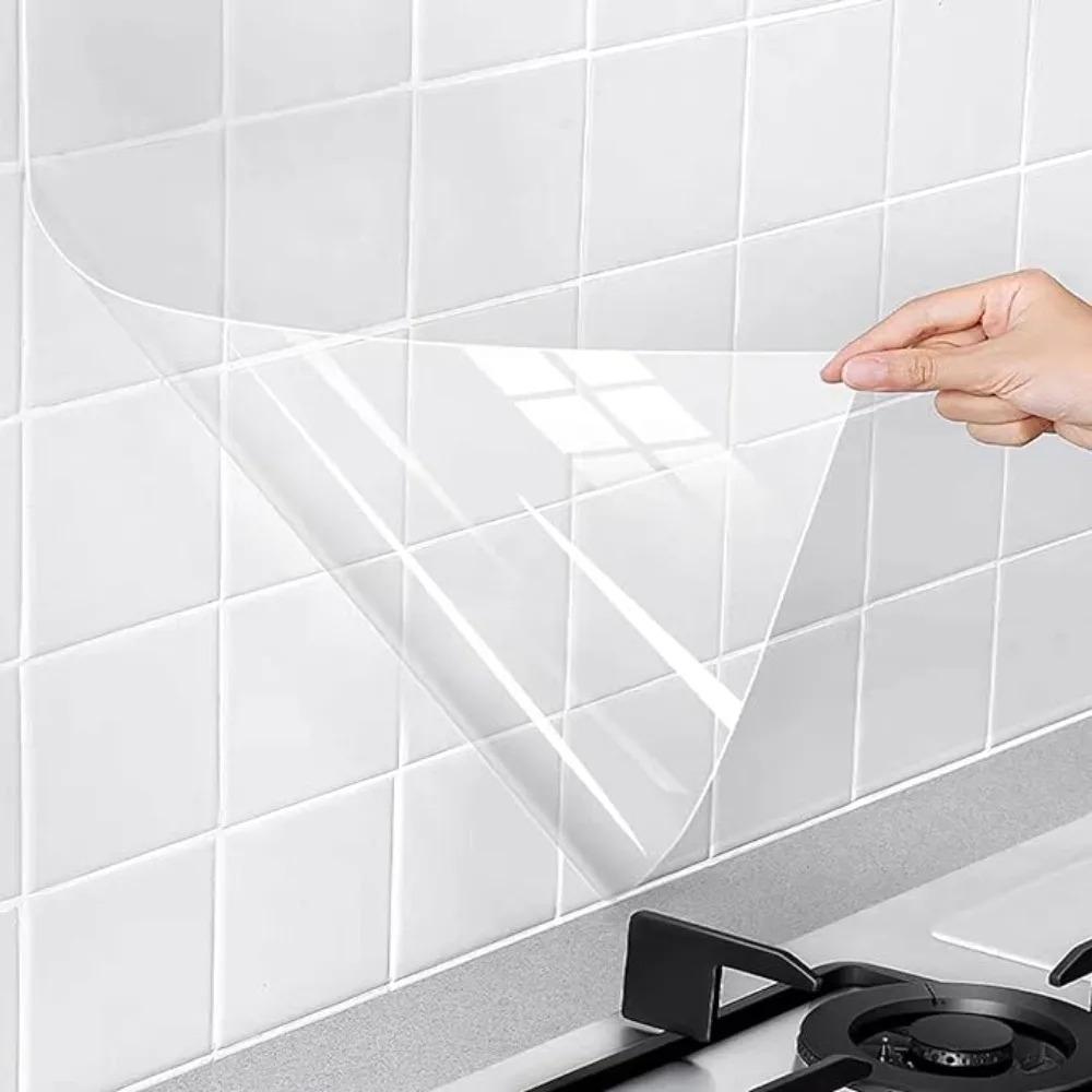 Oil Proof Wall Stickers Plastic Transparent Waterproof Heat-Resistant Self Adhesive Film Wallpapers For Kitchen Home Decoration