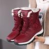 Women's High-Top Snow Boots, Solid Color, Round Toe, Warm Plush Lining, Anti-Slip Rubber Sole, Durable Fabric Insole, Man-Made Upper - Casual Footwear