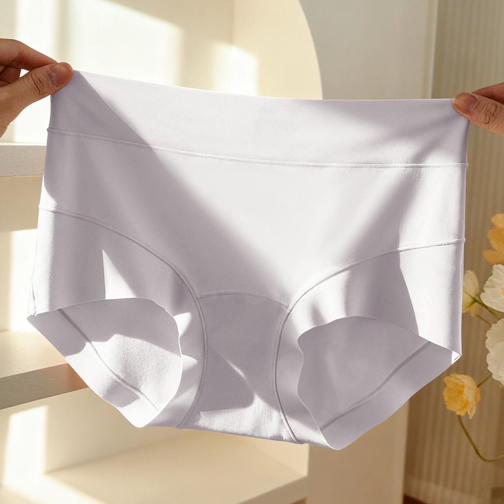 Women's Spring and Summer Pure Cotton Abdominal Non Trace Antibacterial Extended Middle and High Waist Underwear