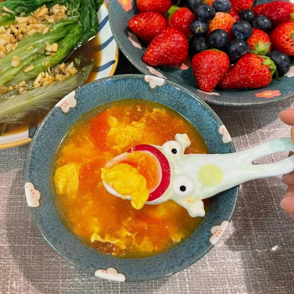 Ceramic Dessert Spoon Cute Stirring Spoon Tea Spoon Ugly Frog Spoon  Kitchenware