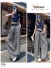 2026 Summer Women's Striped Floor-Length High Waist Loose Wide-Leg Pants