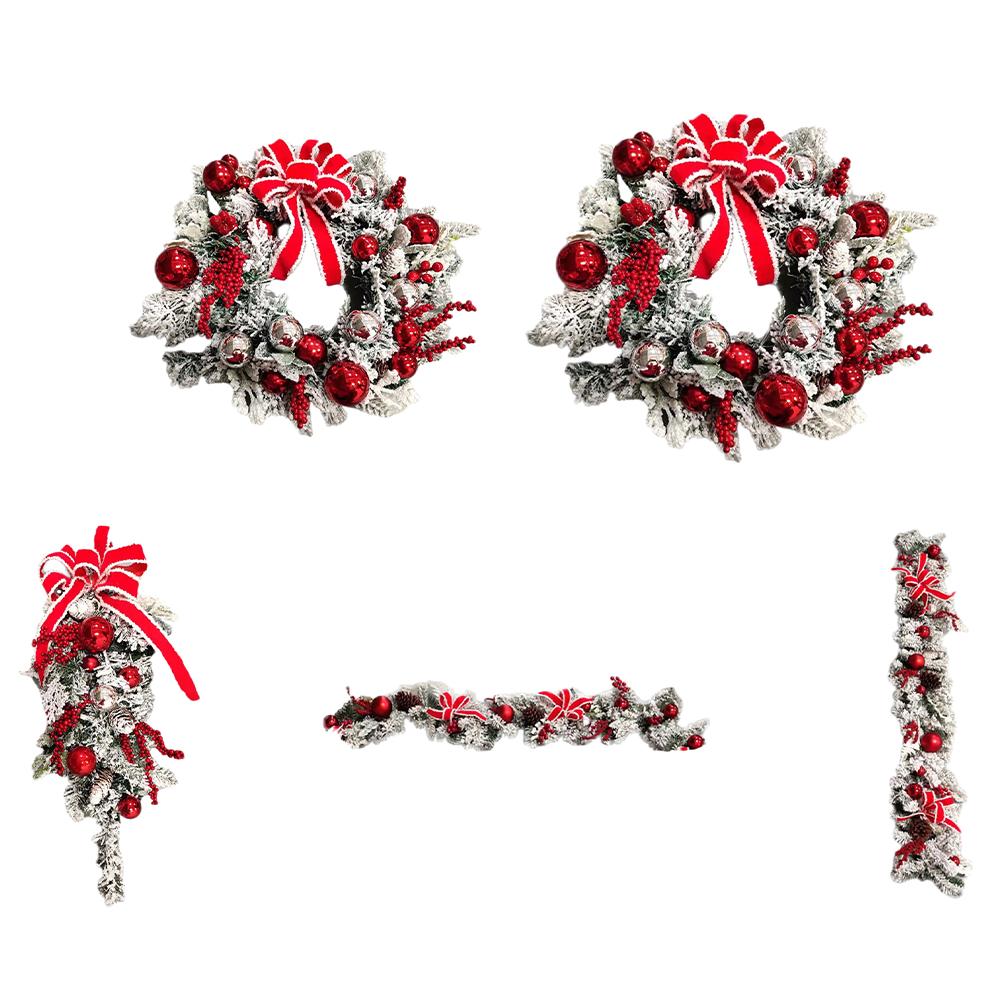 Christmas Vine Cane Wreath Multifunctional Holiday Art Wreath Artificial Decorative Festival Theme for Door Window Fireplace