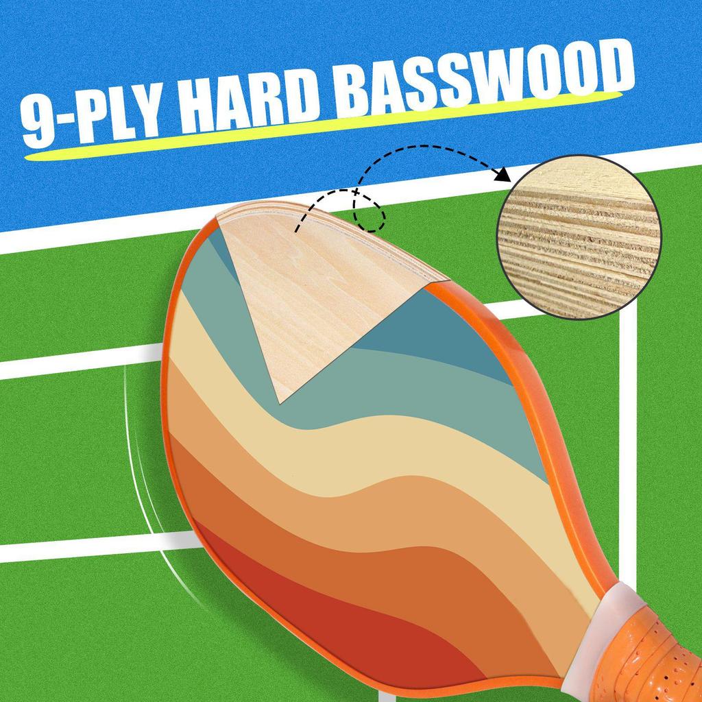 Nine-layer Poplar Wood Pickleball Paddle - Lightweight, Durable Outdoor Sports Racket