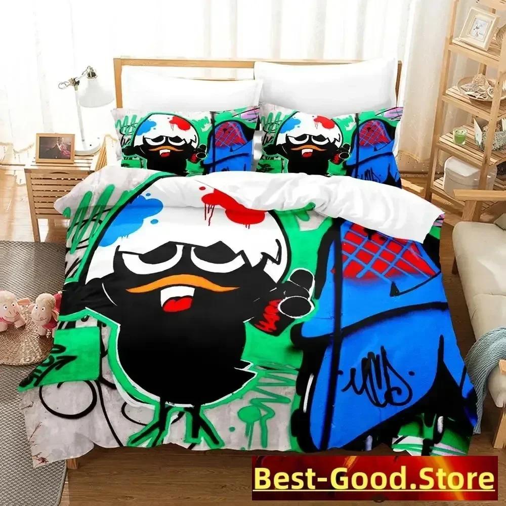 Cute Calimero Bedding Set Single Twin for Full Queen King Size Bed Set Aldult Kid Bedroom soft Duvetcover Sets Kawaii Bed