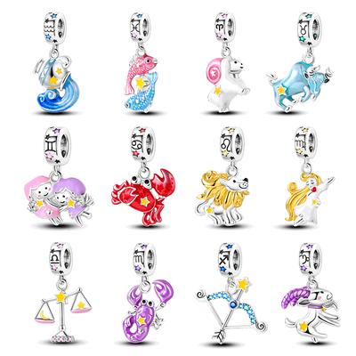 Top Cobre Leão Libra Doze Constelações Contas Charms Brilhantes no Escuro Para Mulheres Pulseiras Originais Joias Presentes