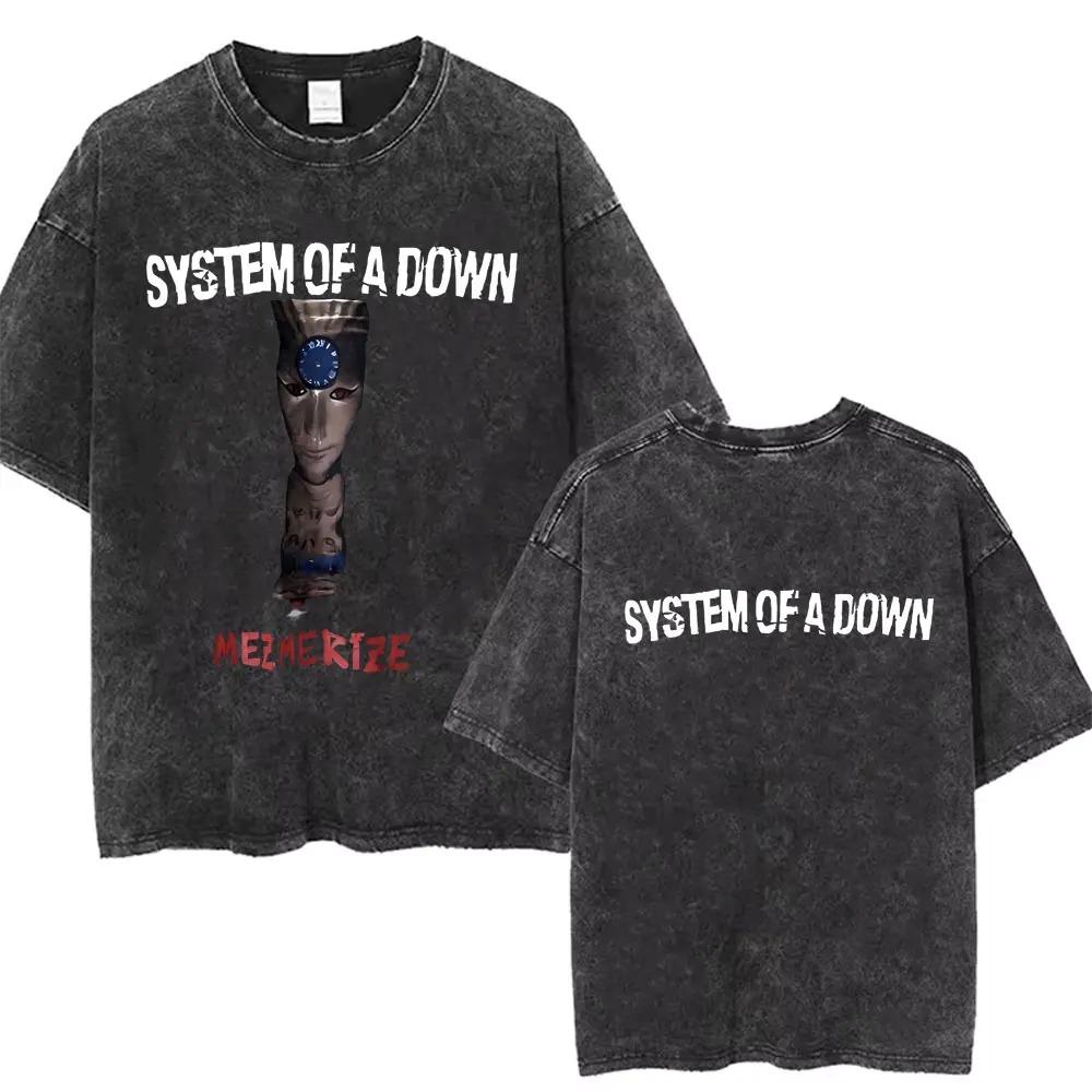 2026 Maglietta System of A Down Vintage Lavato Uomo Donna Cotone di Qualità Manica Corta Uomo Band Rock Musica Grafica Cartone Animato T-shirt
