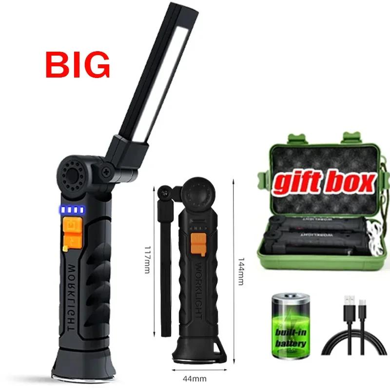 Heinast USB Flashlight Rechargeable Torch Tool Gifts for Men LED Work Light with Magnetic Base 4 Modes For Home Outdoor Camping