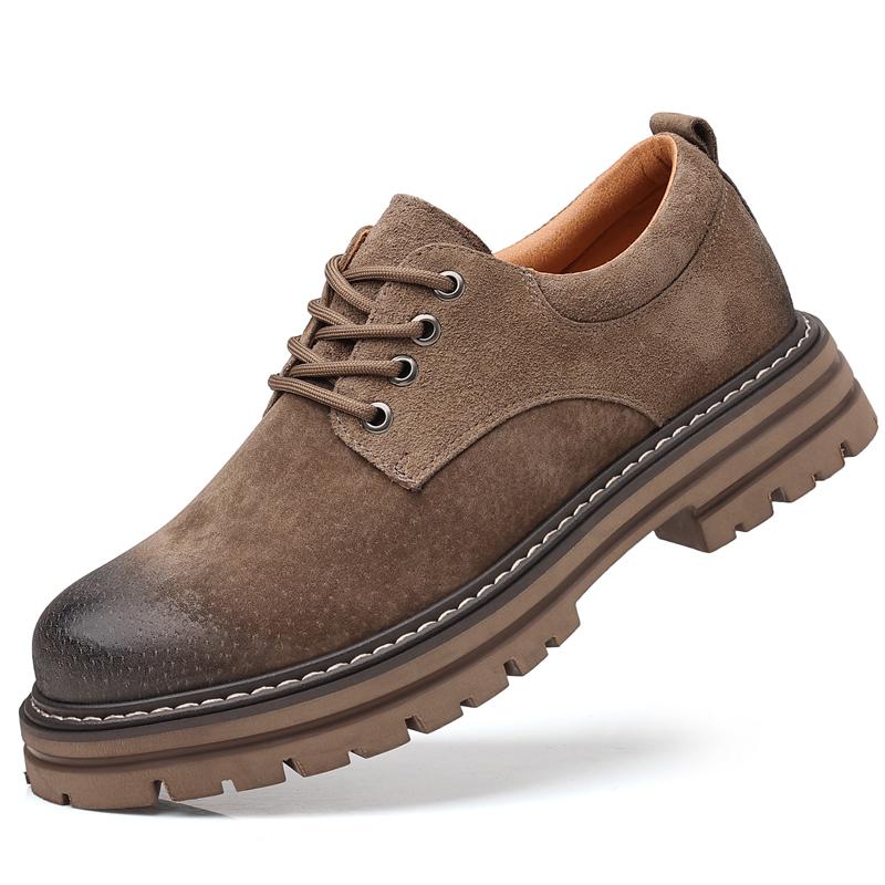 

МодаНовая Весна Британский Стиль Кожаная Уличная Обувь для Бездорожья Рабочая Обувь Мужская Модная Ретро Шнуровка Толстая Подошва Кожаная Обувь с Большим Пальцем 44 хаки