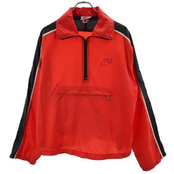 Nike 70s Orange Swoosh Vintage Made In USA Long Sleeve Packable Half Zip Anorak Parker Men's Used