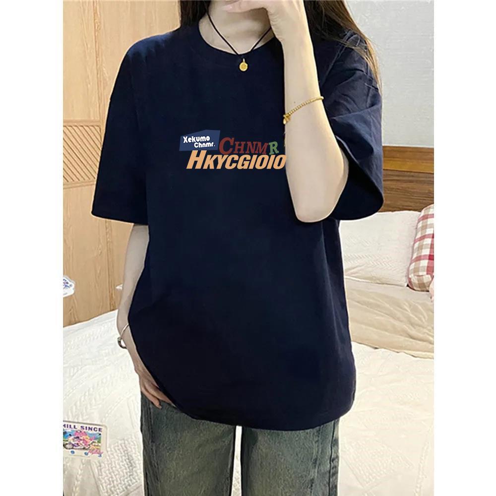 

Summer 2024 Heavyweight 220g Pure Cotton White-Gray Short-Sleeve Casual Loose T-Shirt L - Recommended for 101-115 jin