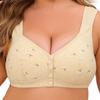 Reggiseno con spalline larghe, con stampa senza anello in acciaio, per donne di grandi dimensioni, con coppa fissa e fibbia frontale, biancheria intima per ragazze grasse