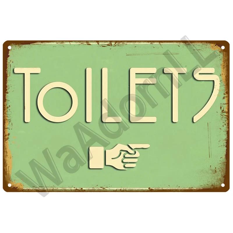 Plakát plechová cedulka WC WC Plakáty Vintage Nástěnné Plakáty Plechová cedule Dekorativní talíř Kuchyně Plakát Kovové Vintage dekorace Příslušenství
