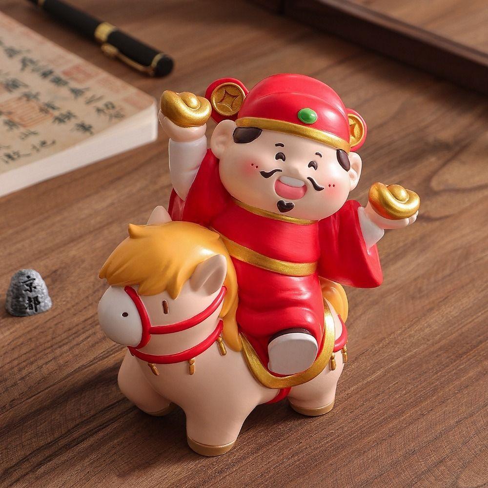 Resin Crafts Horse Year Mascot Ornament Cute Design God of Wealth Decoration  Home Decoration