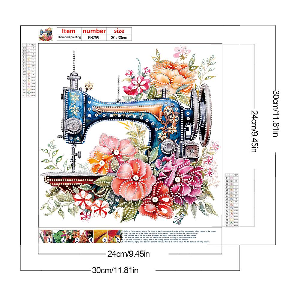 Sewing Machine Partial DIY 5D Special Shaped Drill Diamond Art Kits for Adults/Beginners Gift Idea Home Wall Decor 30x30cm
