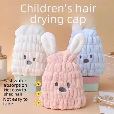 Children's Quick-Dry Hair Cap – Cute Rabbit Ear Design, Water-Absorbent, Thickened for Girls and Babies