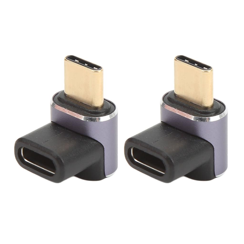 90 Degree USB C Adapter Male To Female 40Gbps 100W Aluminum Alloy USB C Right Angle Adapter for Transmission Charge