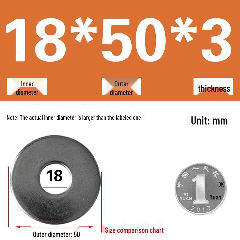 Galvanized Metal Flat Washer - Thin, Thickened, Enlarged Edge, Round, Sizes M3 to M10