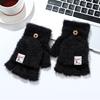 Outdoor Women Imitation Velvet Gloves Touch Screen Lovely Half-Finger Flip-Top Outdoors Gloves Solid Color Soft Knitted Mittens