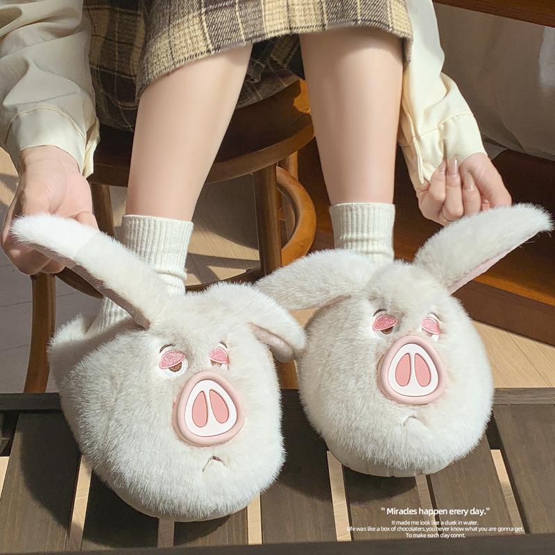 Taiyi Real Pig Cotton Slippers Winter New Warm Non-slip Piled Thickened Fluff Autumn Cute Cotton Shoes