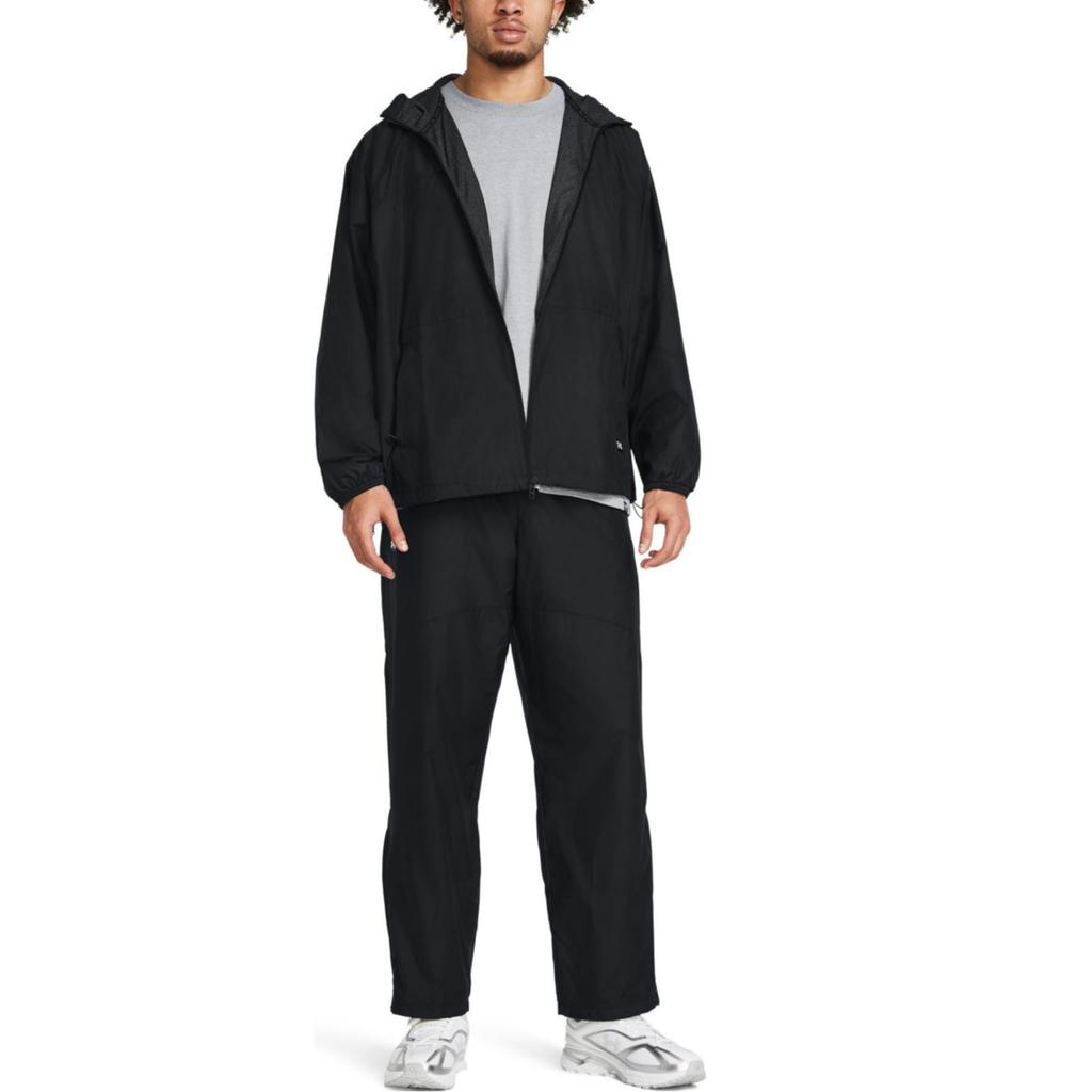 Under Armour Solid Color Casual Woven Hooded Long Sleeve Jacket Men jackets Black 1382896-001