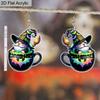 2D Flat Halloween Earrings Gnome Witch Hat Pattern Acrylic Dangle Earrings Halloween Jewelry Gift