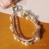 Perlen-Doppelketten-Lanyard-Armband Damen Ins-Mode Leichter Luxus Kleiner Duftiger Stil Handy-Ketten-Lanyard Kurzer Handgelenk-Anhänger