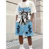 Summer Men's 3D Digital Printing Two-piece Set Street Casual Fashion Breathable Comfortable Sports Loose Large Size Sports Wear