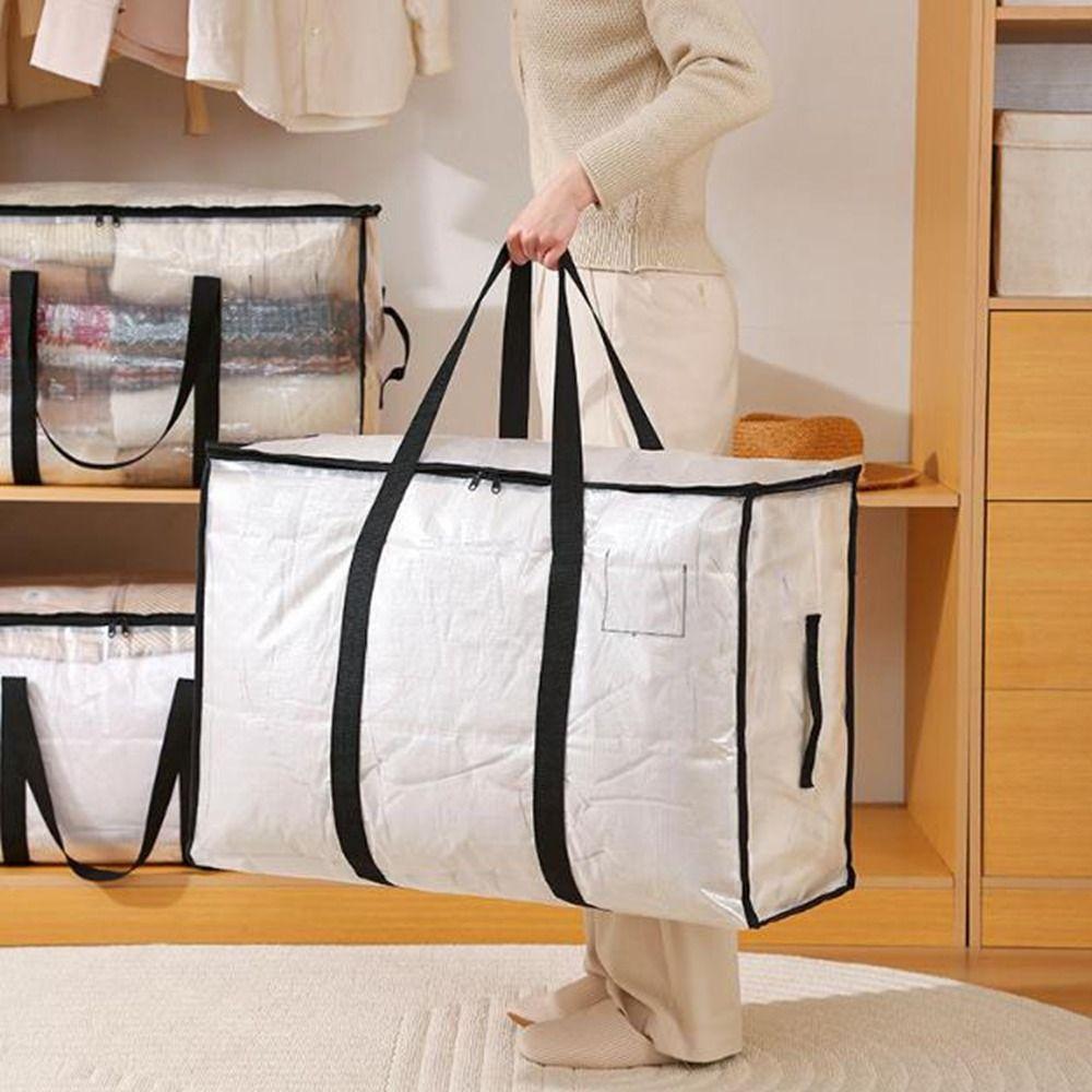 2Pcs Large Capacity Transparent Storage Bag Double Zipper Moving Luggage Bags  Travel