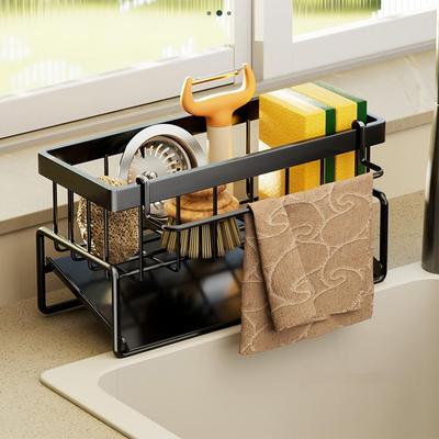 Abtropfgestell für Küchenspüle aus Edelstahl, Schwammaufbewahrung, Wasserhahnhalter, Seifenabtropfgestell, Handtuchhalter, Regal, Organizer, Küchenzubehör