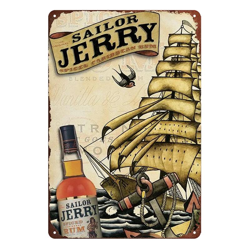 Vintage Metal Sign Rum Brand Retro Tin Sign Captain Morgan Funny Poster Decor for Bar Pub Club,Man Cave Wall Art Decoration