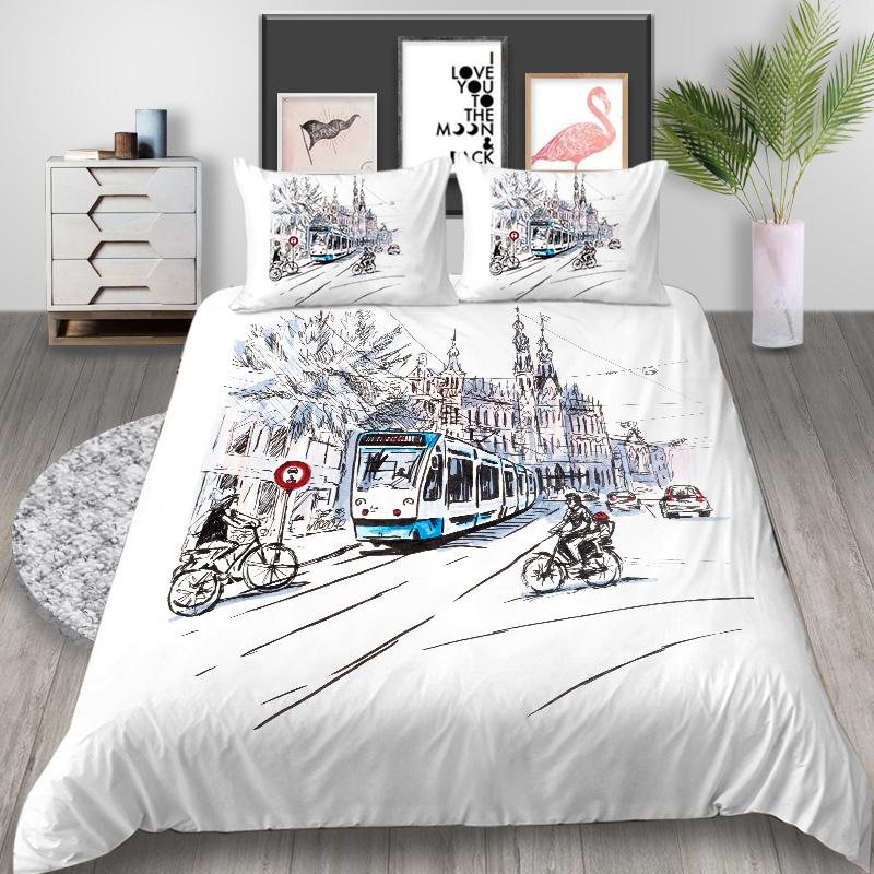Bedding Cover Suit 2/3 Pcs Home Bedclothes Train Unique Design Quilt Covers with Pillowcase Highend Bed Cover Sets