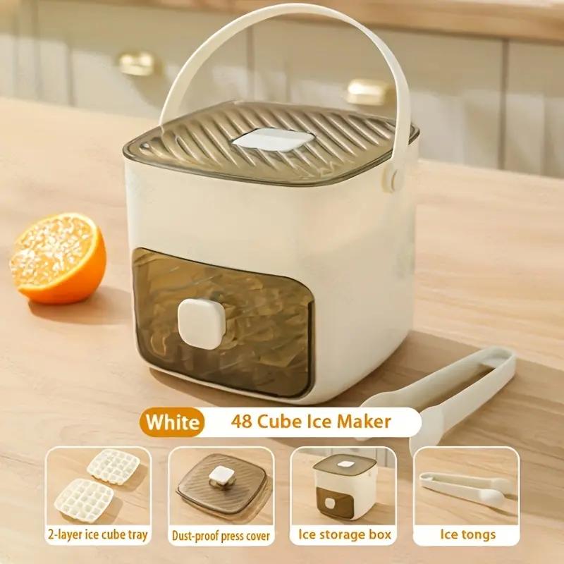 

1pc 48Grid Press Type Double Layer Large Capacity Ice Cube Maker Durable Plastic ConstructionPerfect for Water,Kitchen Accessory Double layer 48 grid белый