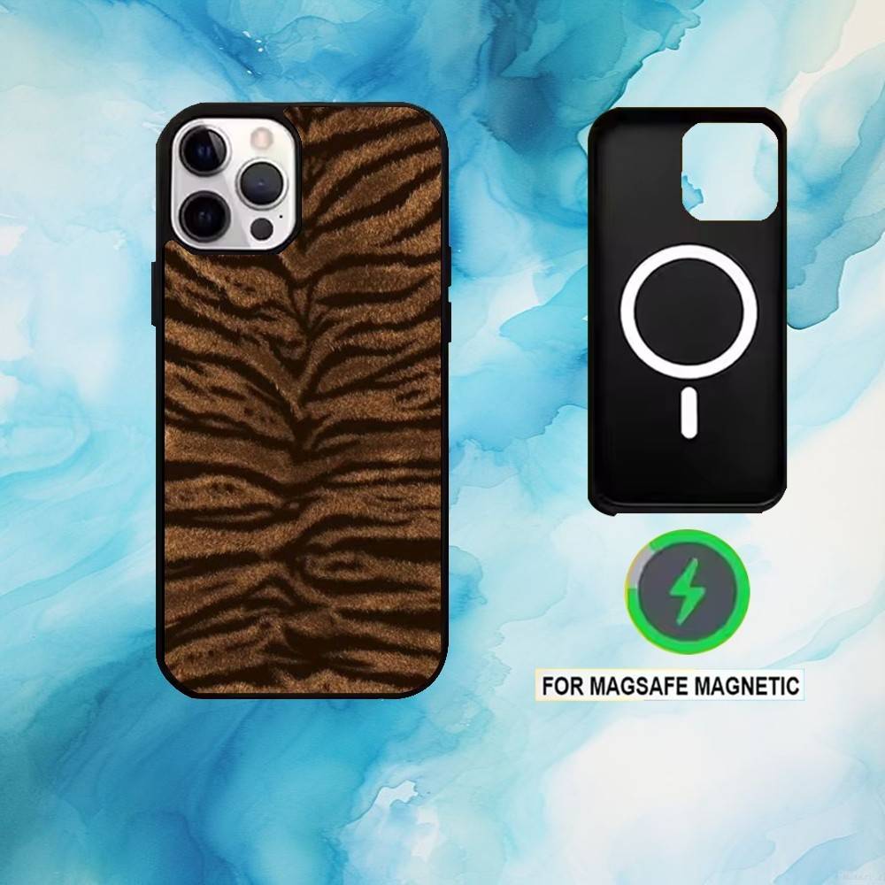 Tiger Skin Phone Case For iPhone17,16,15,14,13,12,11 Plus,Pro Max Magnetic For Magsafe Wireless Charging