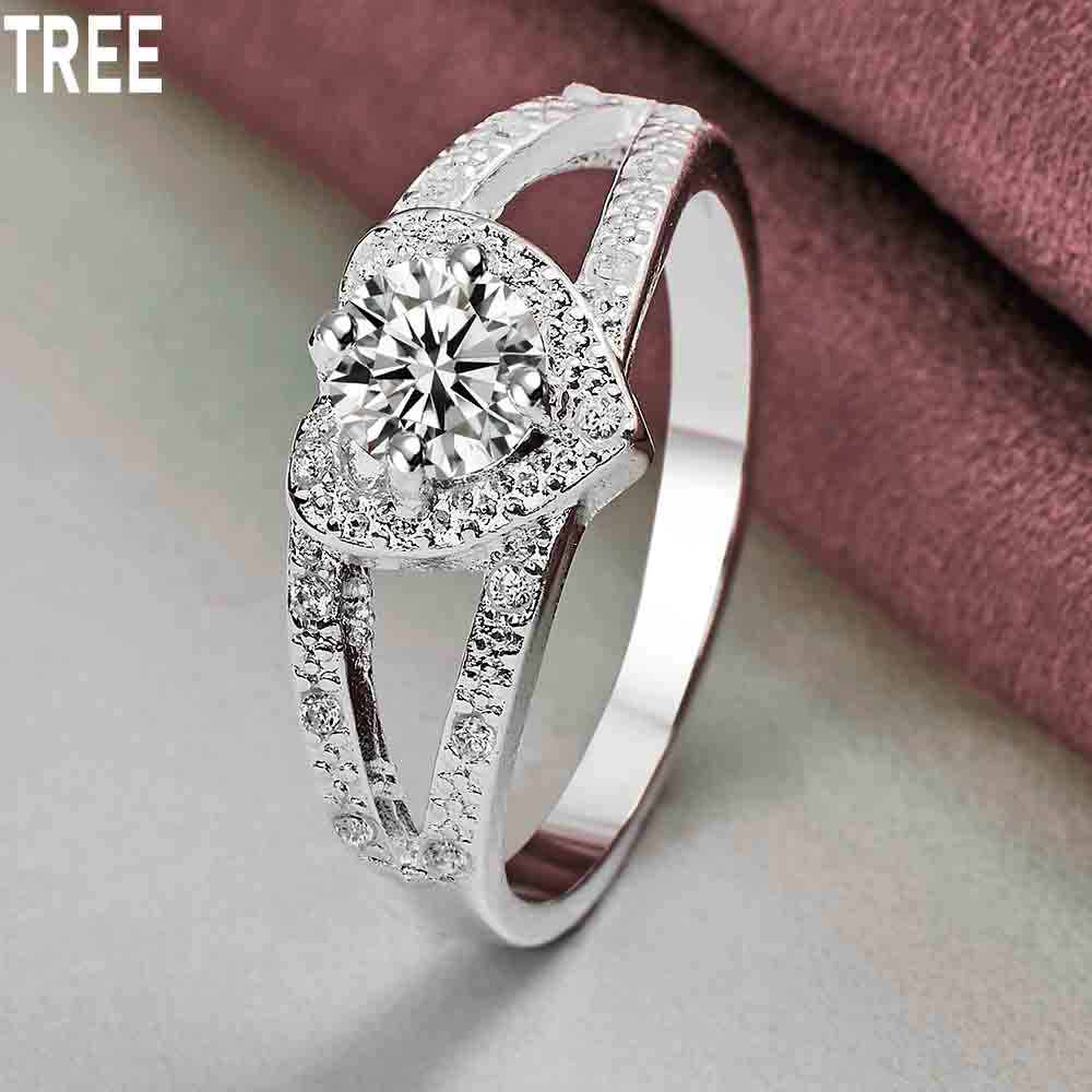 925 Sterling Silber Herz-förmigen AAA Zirkon Ring Exquisite Charme Mode Hochzeit Schmuck