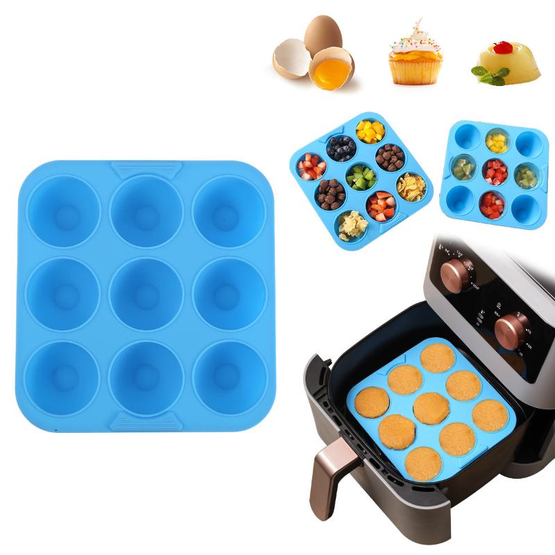 Multiuse Silicone Baking Tools, 1Pcs 9 Holes Square Non-Stick Muffin Cupcake Pan, Also for Soap, Chocolate
