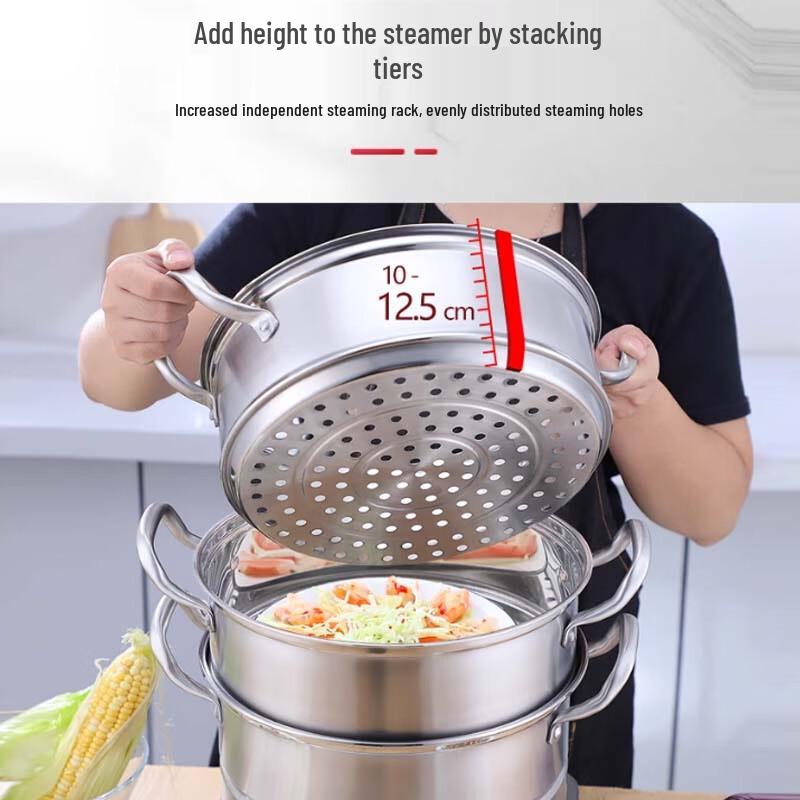 Sule 304 Rustfritt Stål 5-Etasjes Kommersiell Dampkoker, 32 cm