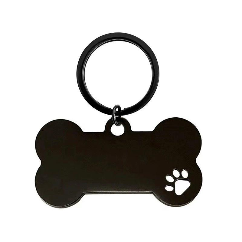 Personalized Pet Tag Keychain Stainless Steel Name Tags Dog Collar Anti-Lost Dog Decoration Bone Style for Pet Nameplate Pendant
