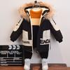Winter Boys Coat Baby Fur Collar Hooded Velvet Thicken Warm Jacket Children's Boy