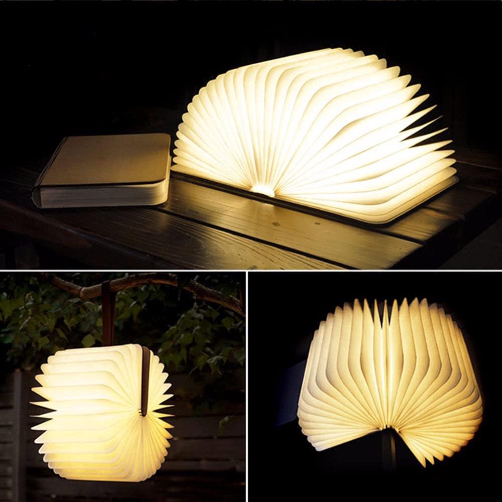 Foldable USB-Charged LED Wooden Book Lamp - Perfect Holiday Corporate Gift