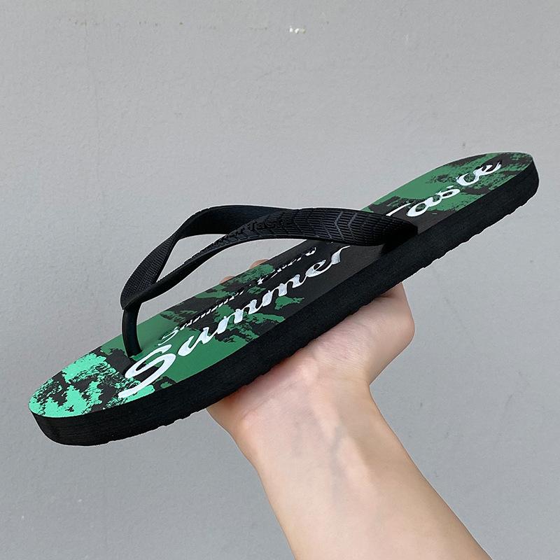 New graffiti flip-flops men's summer fashion outer wear men's foot pins non-slip slippers trendy beach sandals