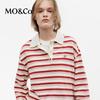 MO&Co. Women's Combed Cotton Loose Polo Long Sleeve Tee