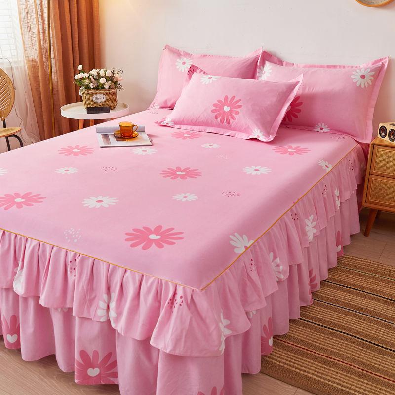3Pcs Set Cotton  New Brushed Bed Skirt Bed Cover Simmons Bed Cover Protector Bed Sheet Set Queen Size Bed Sheets Set Skirt