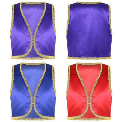 Boys Halloween Arabian Prince Cosplay Waistcoat Kids Theme Party Masquerade Festival Roleplay Vest Stage Performance Costume